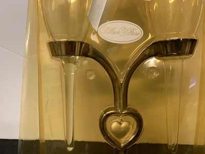 SILVER HEART CHAMPAGNE FLUTES LILLIAN ROSE    NIB WEDDING PARTY