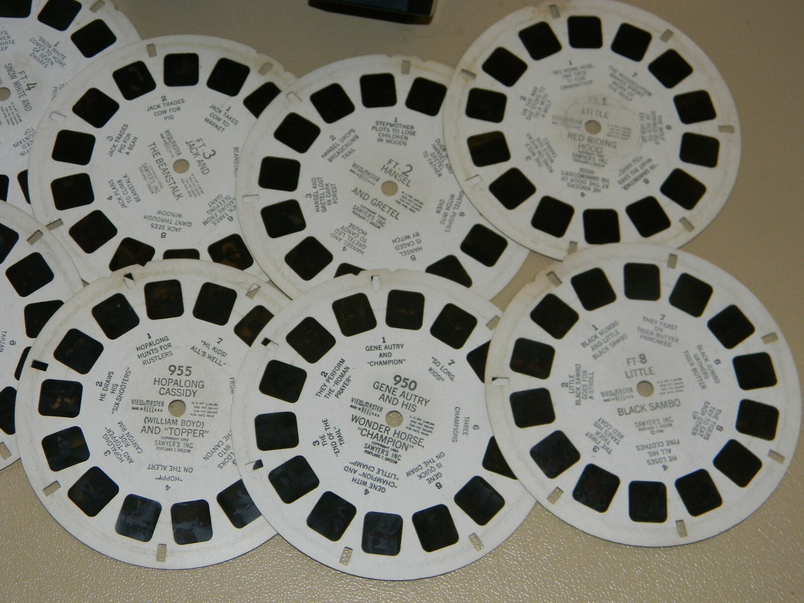 VTG SAWYERS VIEW MASTER METAL VIEWER & REELS LOT HOPALONG CASSIDY SAMBO TARZAN