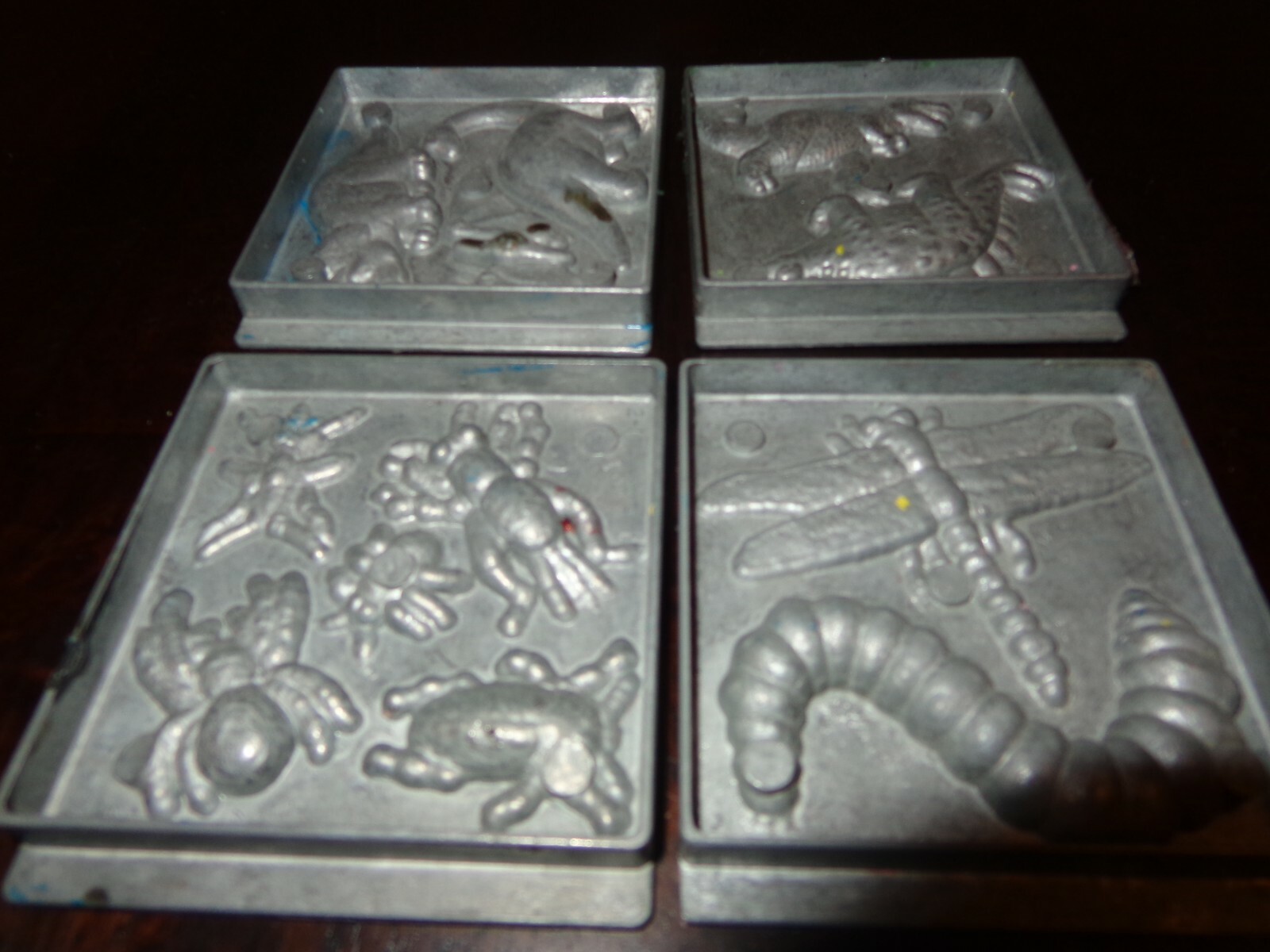 Lot of 4 Creepy Crawler Metal Molds Dinosaurs