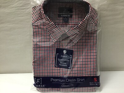 NEW GEORGE CLASSIC FIT PREMIUM DRESS SHIRT Small (34-36 Stretch No Wrinkles (D16