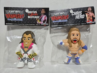 Lot Of 2 Micro Brawlers - Chris Hero & Brutus Beefcake - Program Wrestling Crate