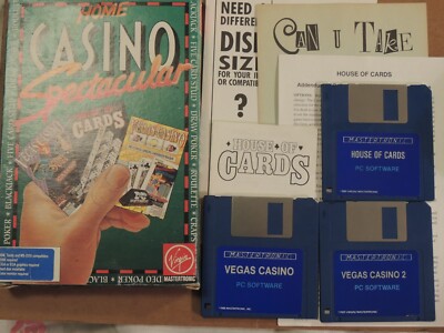 1989 Vintage Rare Home Casino Spectacular Virgin PC Games Floppy Disk IBM Tandy