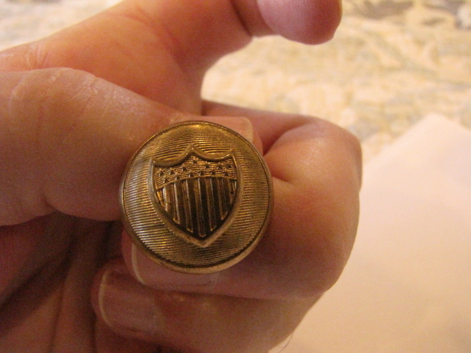 SUPER RARE SHUYLER ,HARTLEY  & GRAHAM, GOLD GILDED  OFFICERS BUTTON