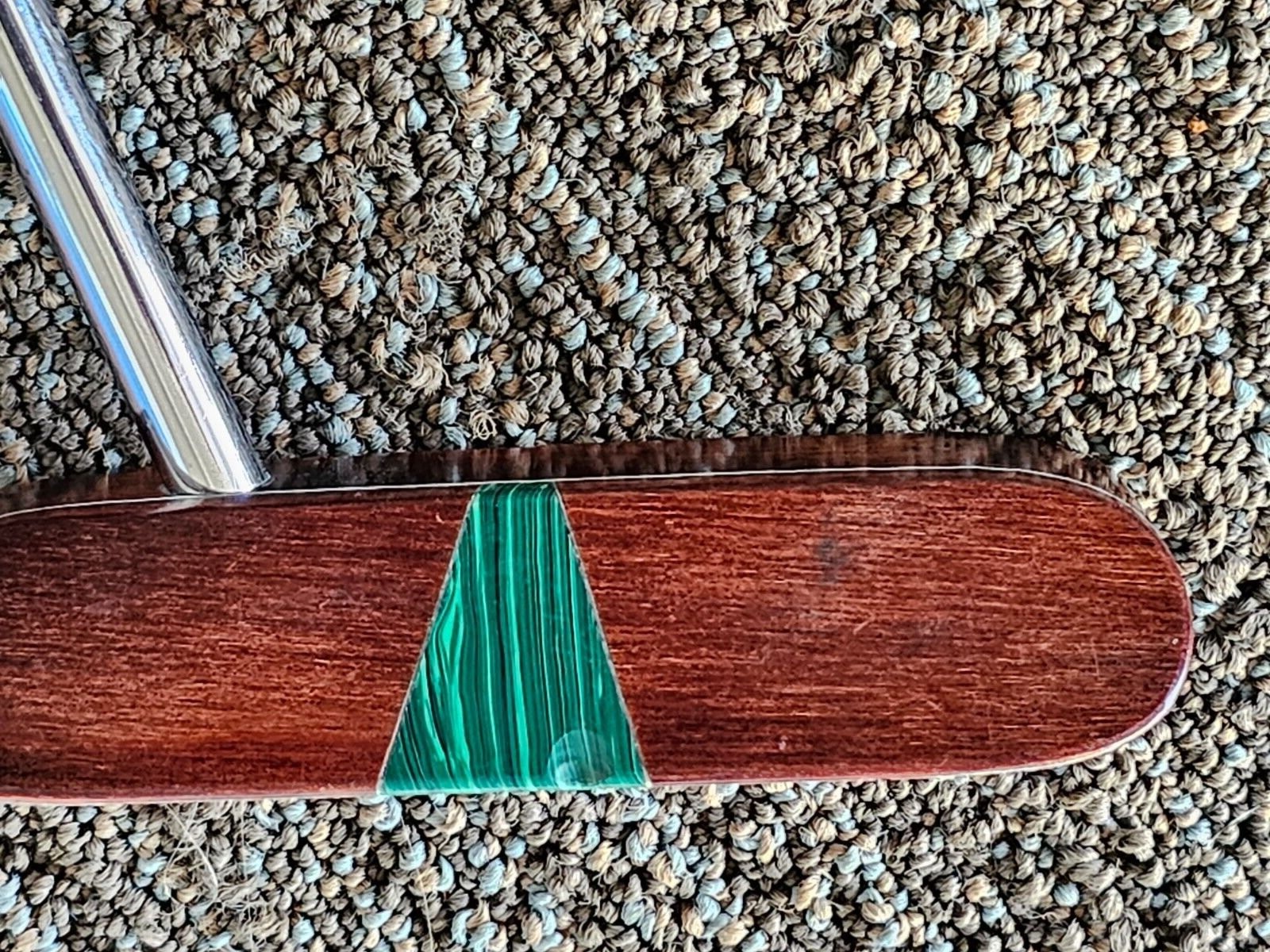 35.75 IN BEAUTIFUL MAHOGNAY ALL WOOD W JADE INSERT PUTTER PERFECT COLLECTOR'S