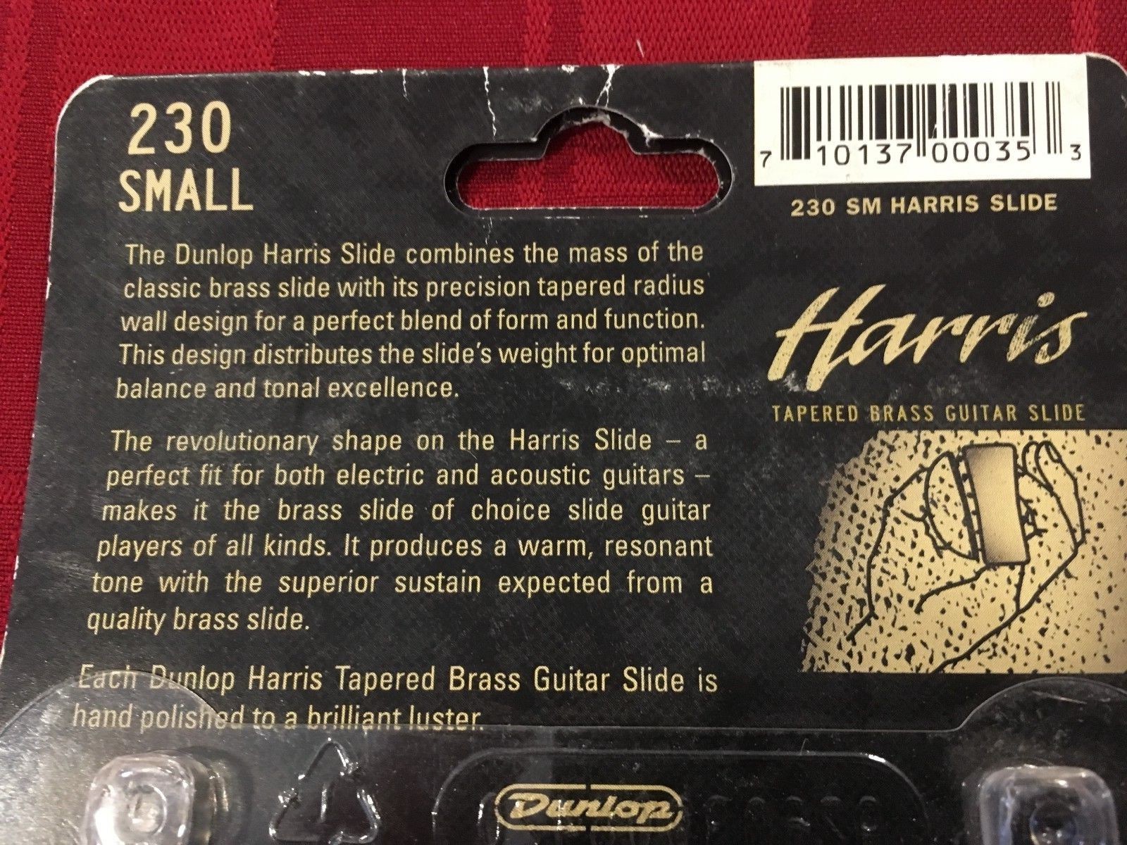 DUNLOP HARRIS TAPERED BRASS GUITAR SLIDE - 230 SMALL