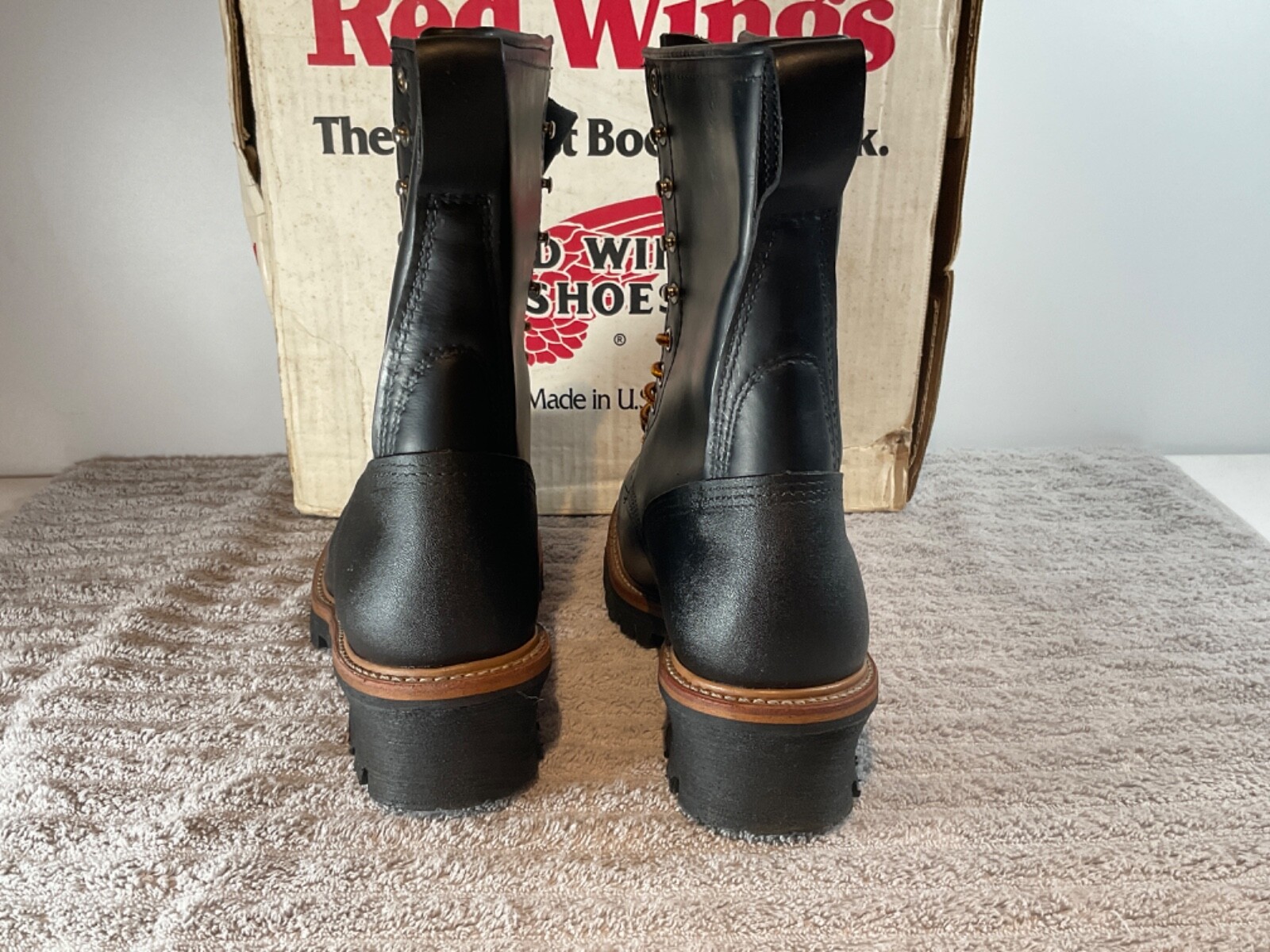 Pre-owned Red Wing Shoes Red Wing 699 Vibram Logger Boot Vintage Multiple Sizes Leather Usa In Black