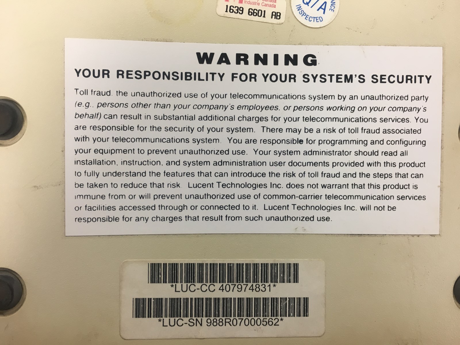 Lucent Definity Extender 845 Switch Module - 1100