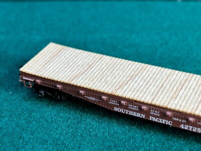 N Scale 5 pcs Wood Decking for Red Caboose 42ft Fishbelly Side Flat Car Laser
