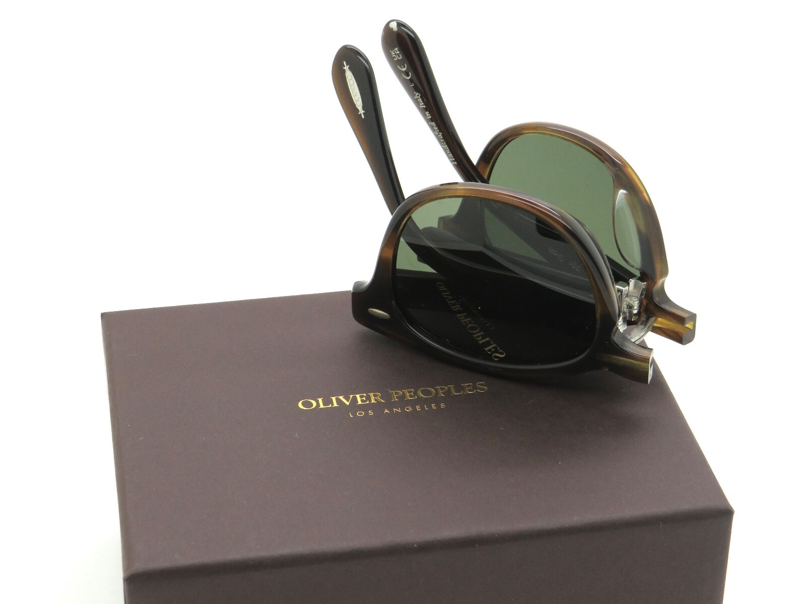 Pre-owned Oliver Peoples Sheldrake 1950 Ov5471su 167752 Bark/g-15 47mm Folding Sunglasses In Green