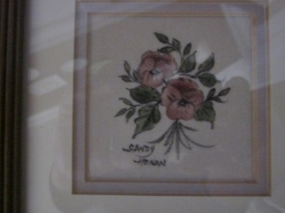 Framed double theorem painting of flowers. Nicely framed. Honan signed.