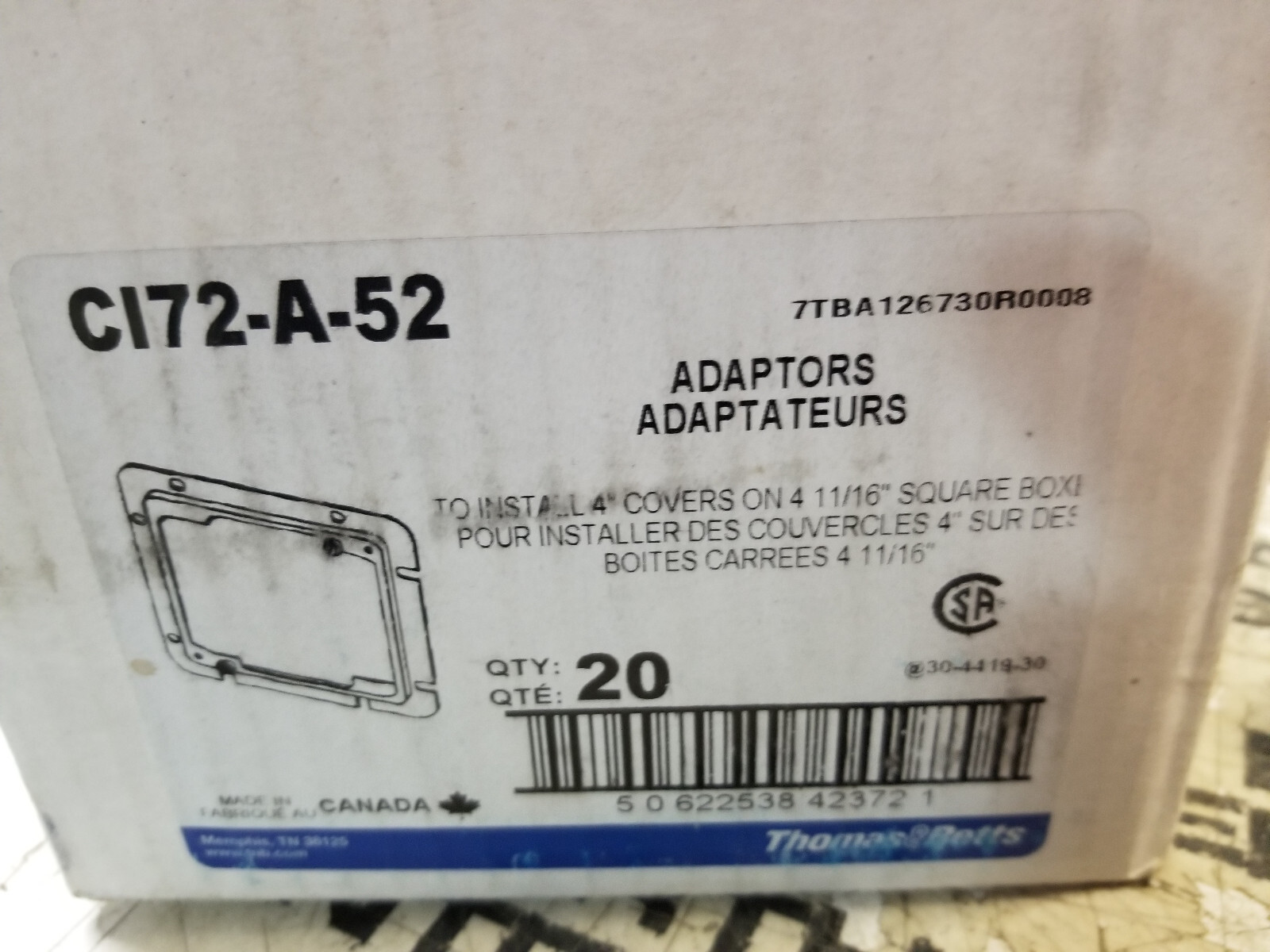 BOX OF 20PC - Iberville CI72-A-52 Box Adapter, Steel - Picture 1 of 2