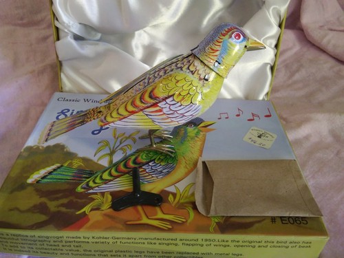 NRFB Singing Bird Tin Toy Reproduction Tin Treasures