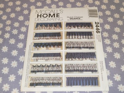 McCALL'S 2446 HOME DECOR QUICK CHANGE WINDOW VALANCES PATTERN-UNCUT