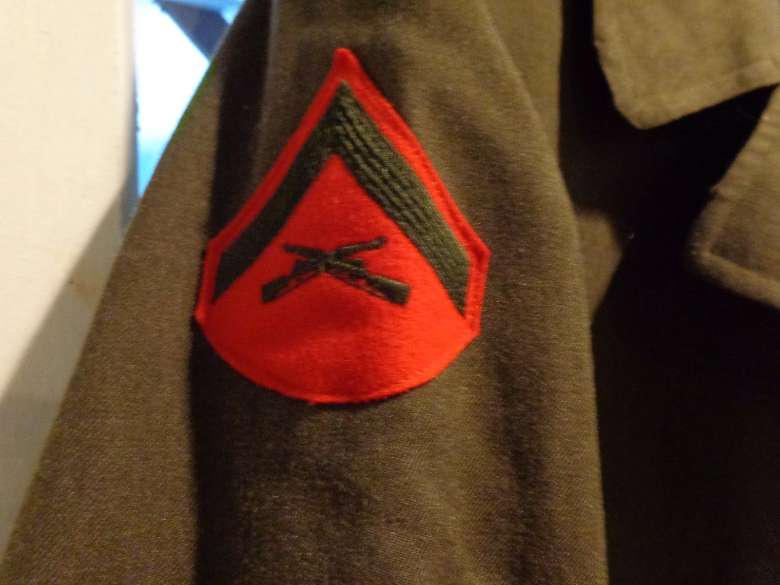 Vintage U.S. Marine Corps Men's Wool Overcoat Serge Green 38R PFC Chevrons