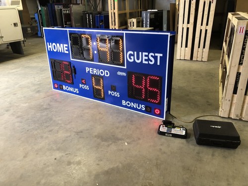 Electronic LED Basketball Scoreboard & Wireless Controller; Blue & White color