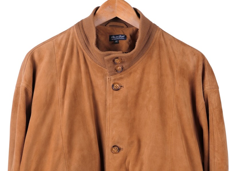 ジャケット・アウター Italy Suede Leather Bomber Jacket 50 ITALIAN Blu del Golfo Snuff Suede Leather Mens Blouson Bomber