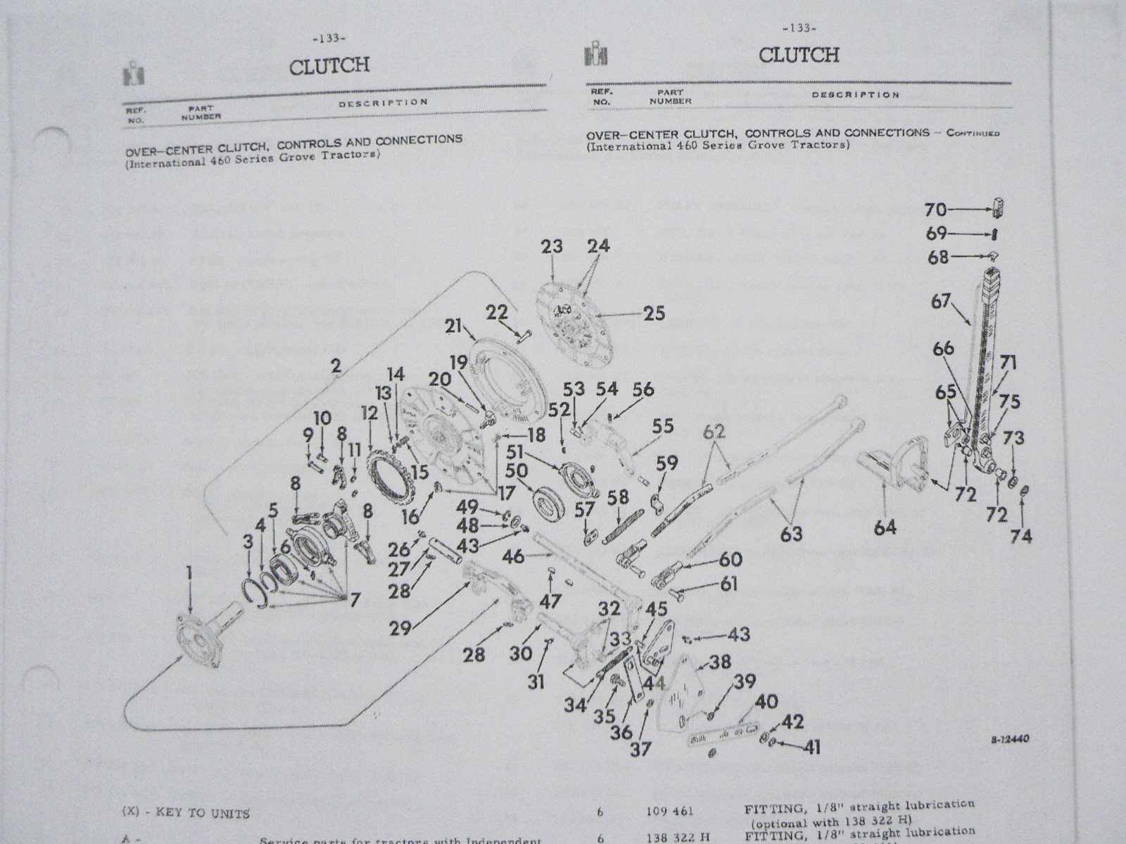 Service Parts Catalog International Harvester Farmall TC-75 460 Tractors