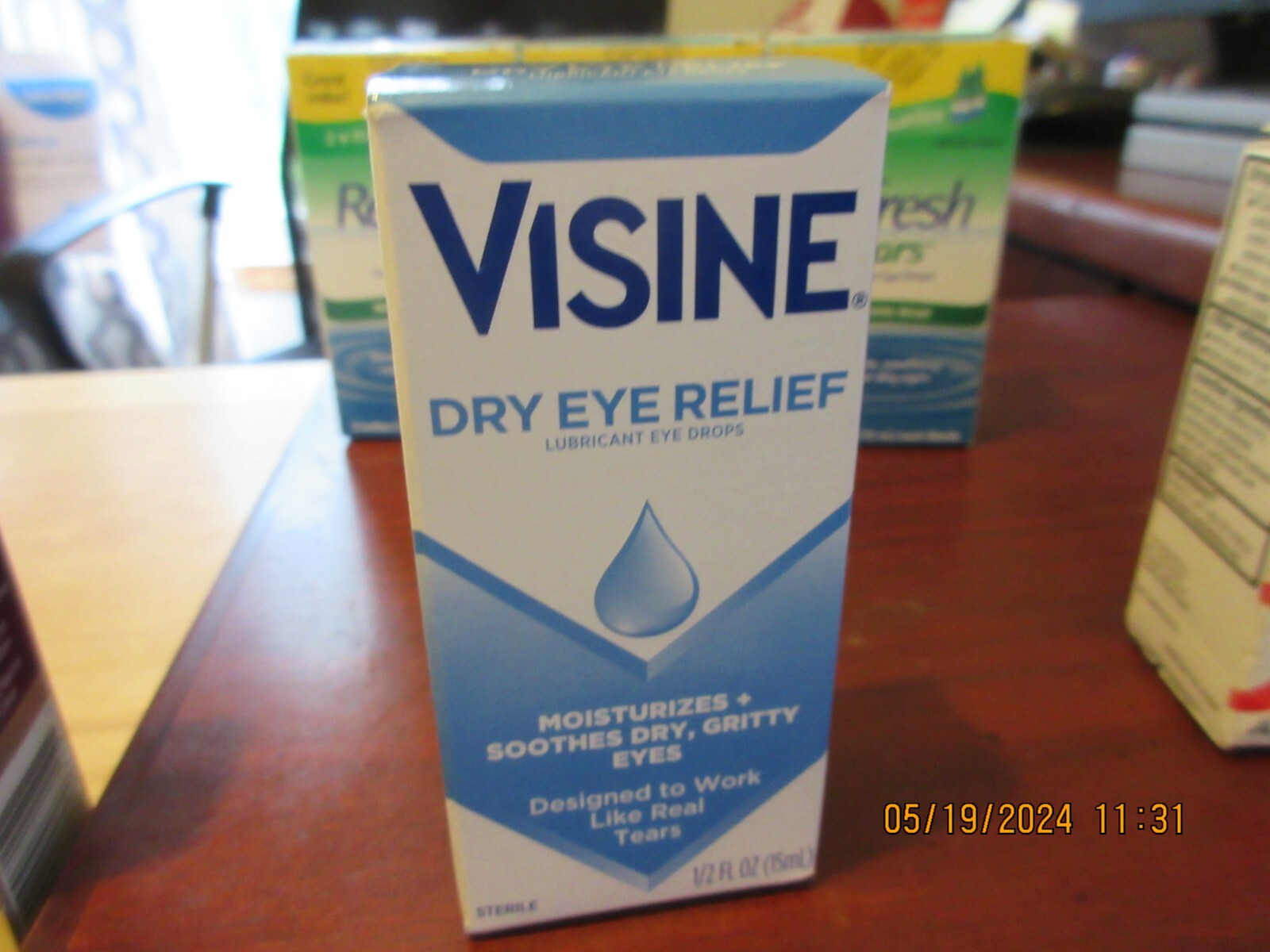 Visine Tears Dry Eye Relief Sterile Lubricant Eye Drops 0.5 fl Oz 03/2026