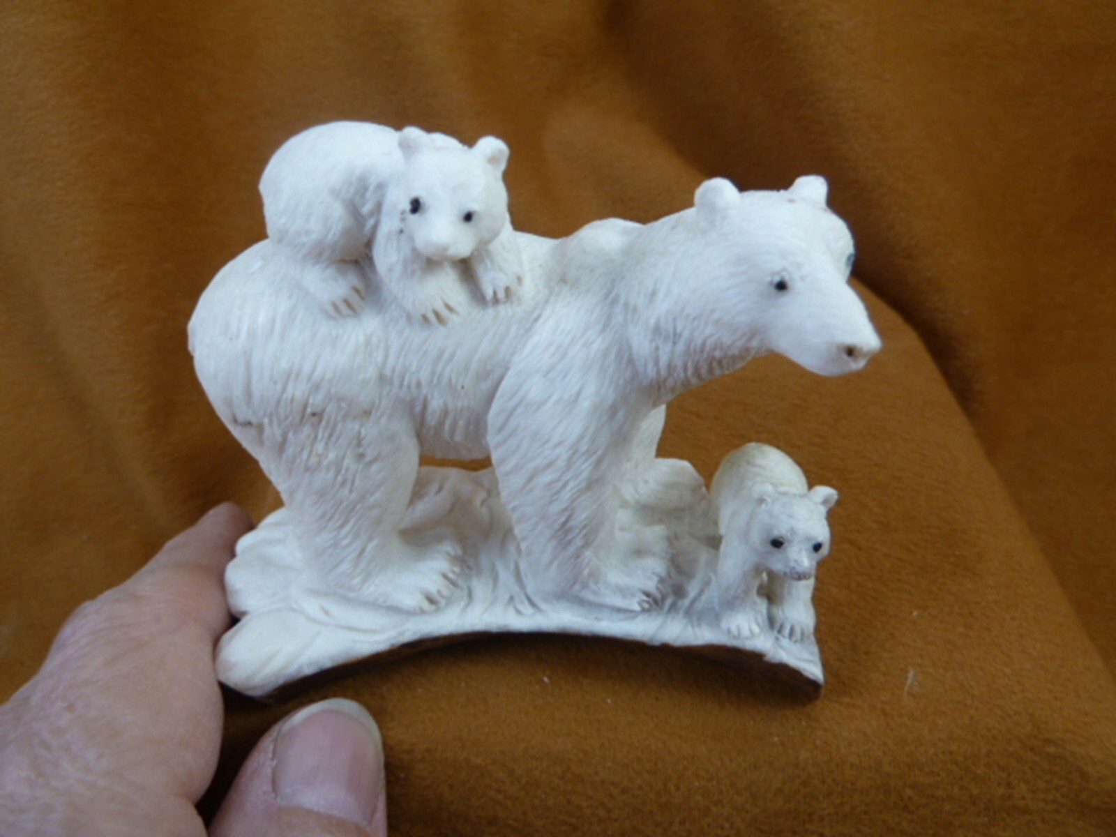 BEAR-W130) Polar bear standing of shed ANTLER figurine Bali