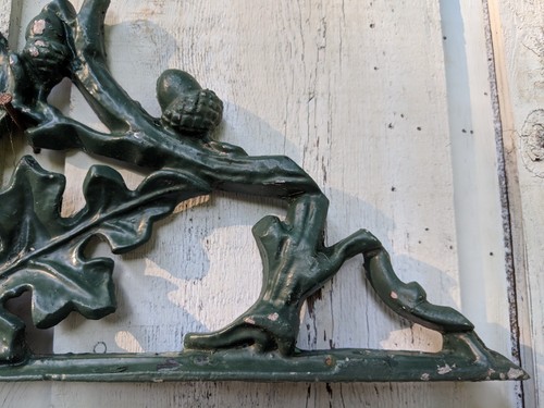Vintage Wrought Iron Architectural Piece Oak Leaves & Acorns 17 3/4