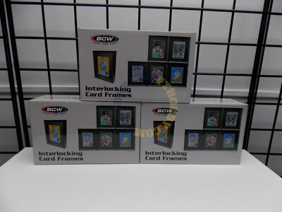New 3 Pack 18 BCW Wall Mountable Interlocking Trading Card Display Frames Black