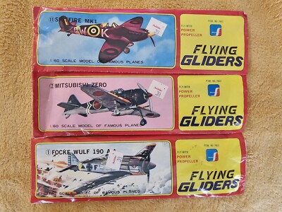 PowerProp Flying Glider Lot (3) Mk1 Wulf Zero Vintage