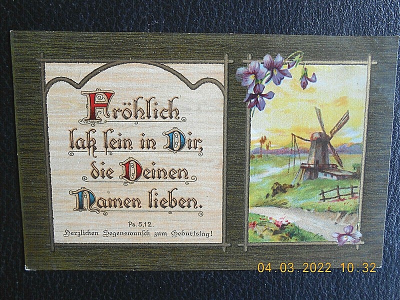 Ak Herzl.Segenswunsch Z.Geburtstag,Christl.Karte,SchÃ¶Nes Motiv WindmÃ¼Hle Ca.1930