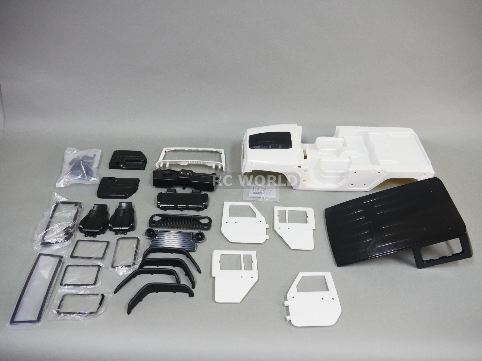 RC Truck Body Shell 1/10 JEEP WRANGLER RUBICON Hard Body V2 + METAL