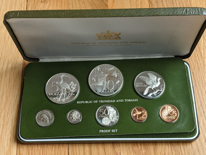 1976 Trinidad and Tobago Proof 8-Coin Set 1.9242oz silver, with box & papers