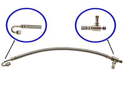 CROSSFIRE TIRE EQUALIZER SYSTEM TPMS STAINLESS STEEL 180 DEGREES HOSE 16 INCH