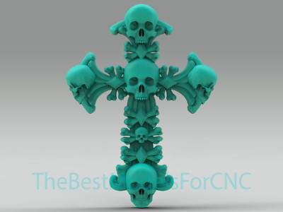 3D Model STL File for CNC Router Laser & 3D Printer Skulls Cross