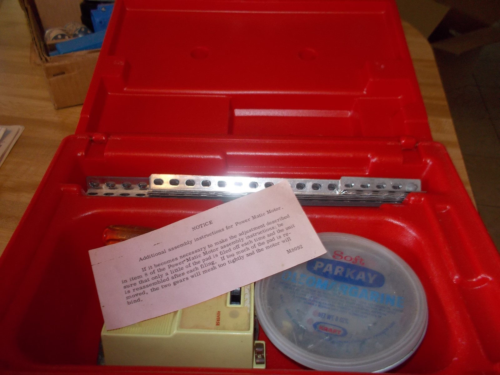 Vintage 1964 Gilbert  Erector Set Red Plastic Box w/ Parts