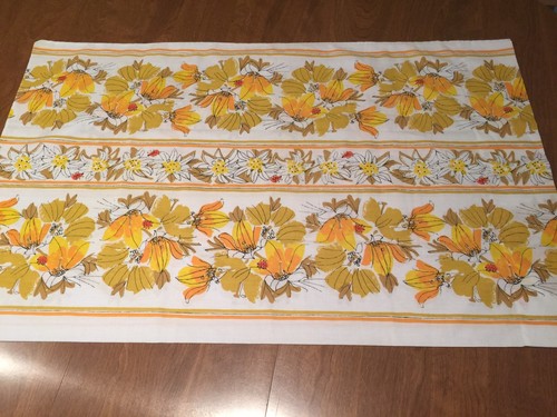 Vera Neumann Vintage Burlington Pillowcase Ladybug Yellow Orange Floral RARE
