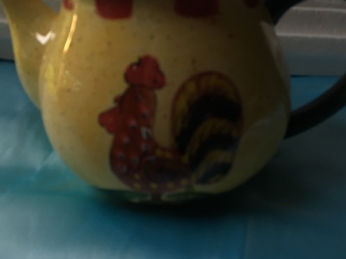 Bright Colored Ceramic Teapot With Rooster