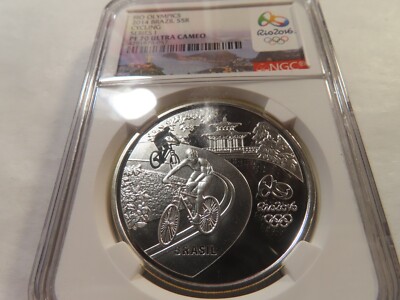 O7 Brazil 2014 Silver 5 Reis Olympics Cycling NGC PROOF-70 UCAM