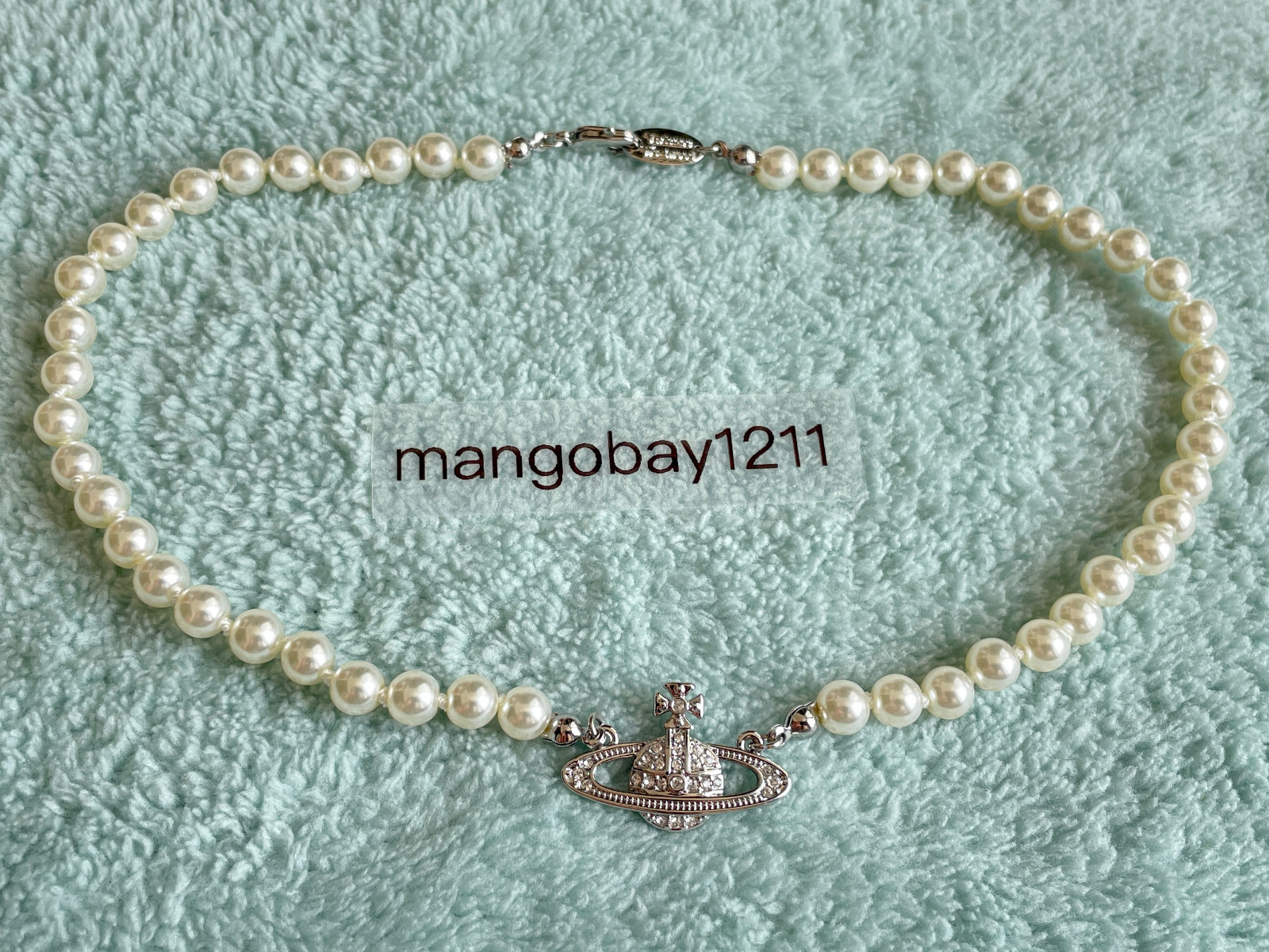 Vivienne Westwood Sliver Mini Bas Relief Pearl Crystal
