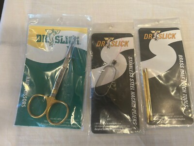 Dr Slick Fly Tying Lot 3 Hair Scissors 4.5 Hackle Pliers Half Hitch Tools #4