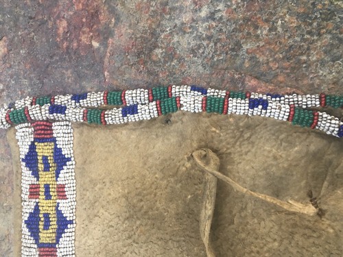 Antique 1880's Plains Indian Arapaho Beaded Pipe Bag Sinew Sewn