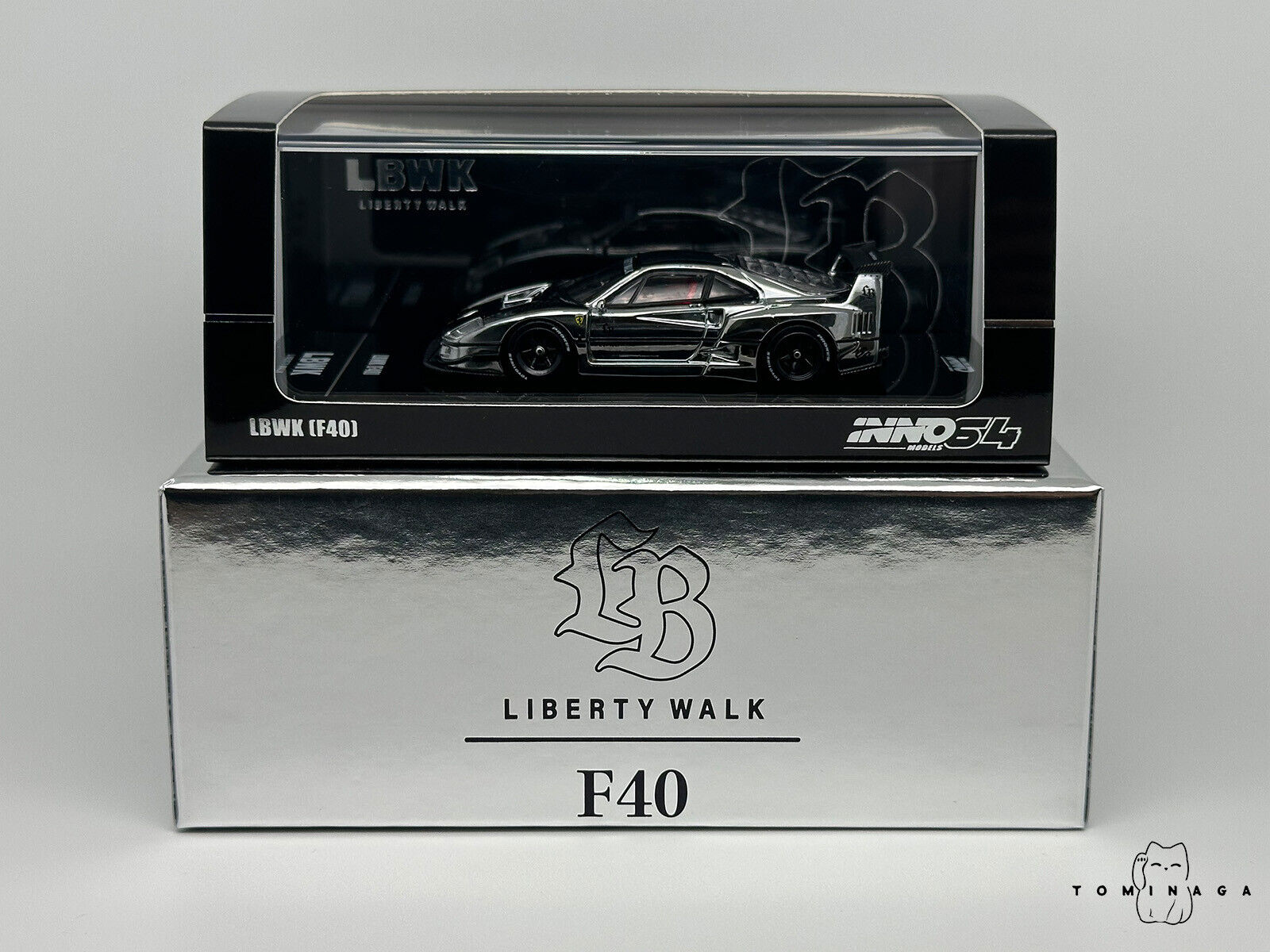 INNO64 INNO LBWK Ferrari F40 Chrome Silver 2024 HOBBY EXPO INNO64 INNO LBWK Ferrari F40 Chrome Silver 2024 HOBBY EXPO