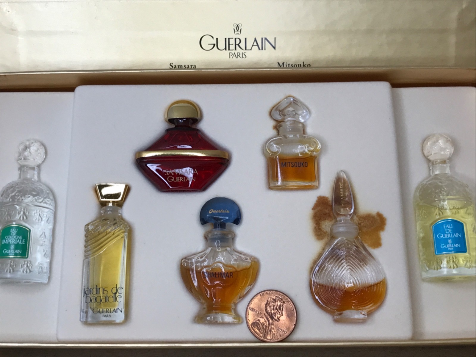 Vtg Guerlain Mini MICRO Sample Size Perfume Set of 7
