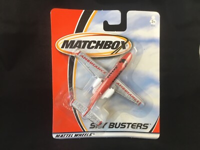 2001 Matchbox Sky Busters Ambulance MB042076 Red Silver Diecast Air Plane