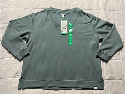 Orvis Women's Sweatshirt V-Neck Fleece Jumper XL New w/ Tags Olive Green