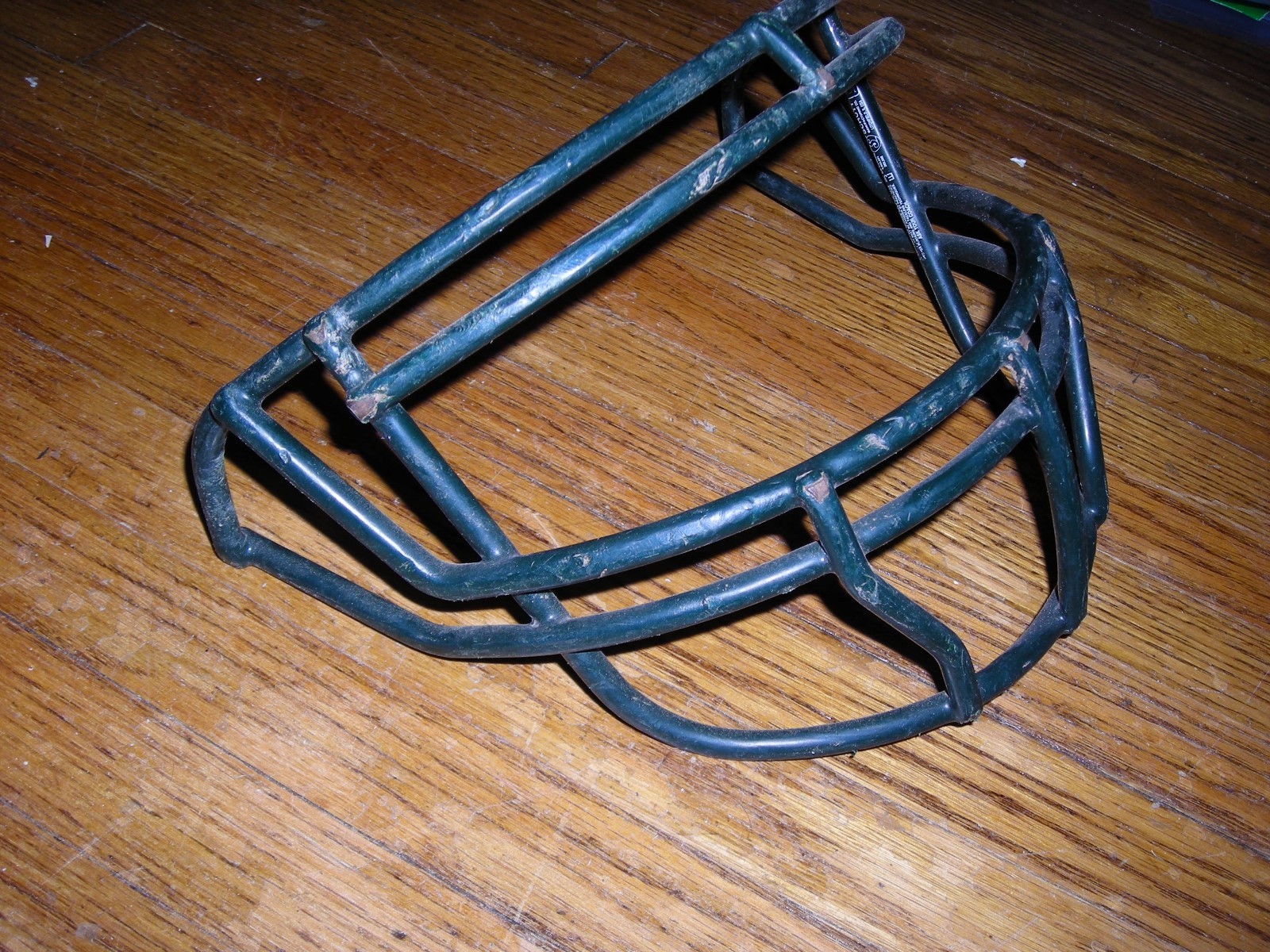 Vintage game used football facemask, kelly green, 5 bar, neat design