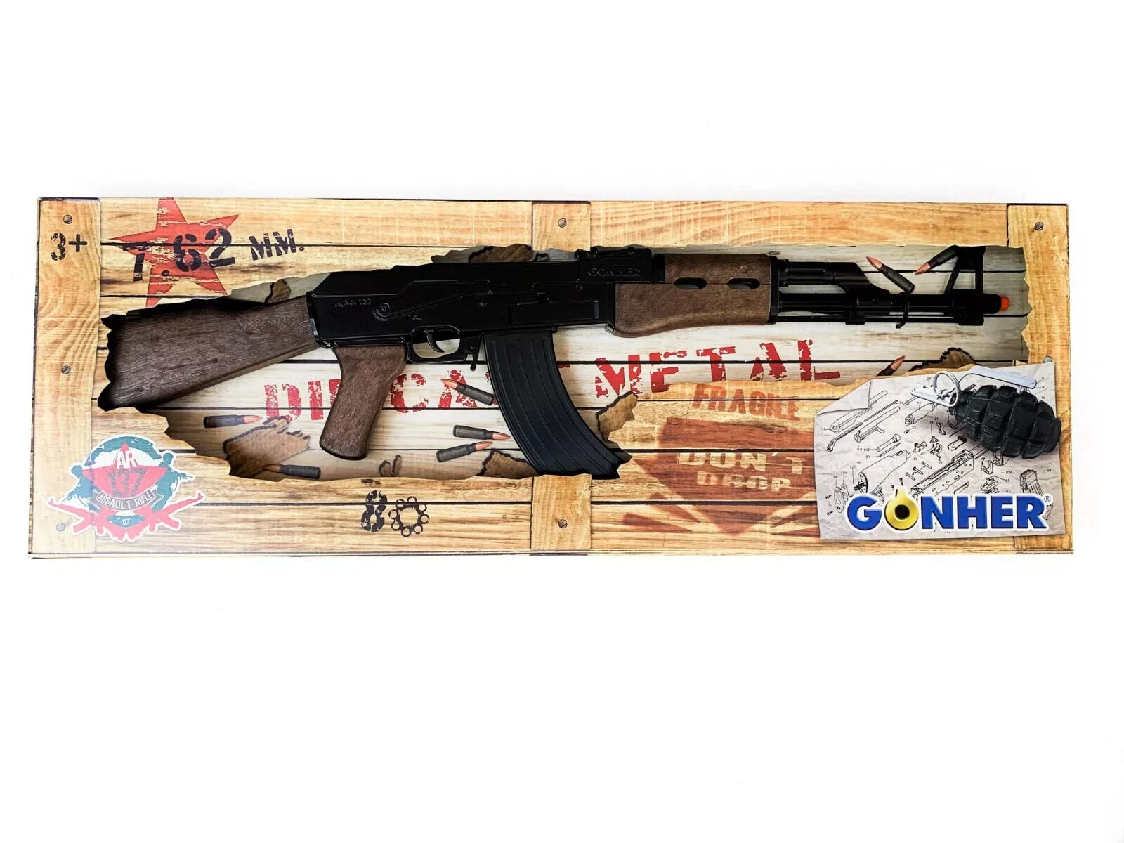 Gonher AK-47 Style Cap Gun Long Rifle - Black Finish Made In