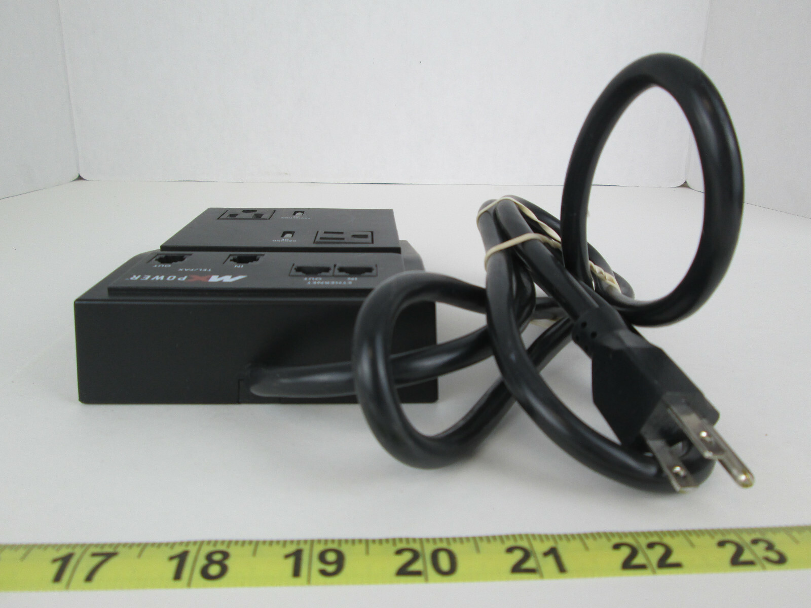 MXPower MX Power Surge Protector Two Outlets Ethernet In Out Telephone Fax T