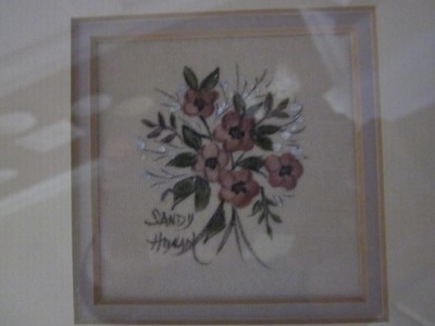 Framed double theorem painting of flowers. Nicely framed. Honan signed.