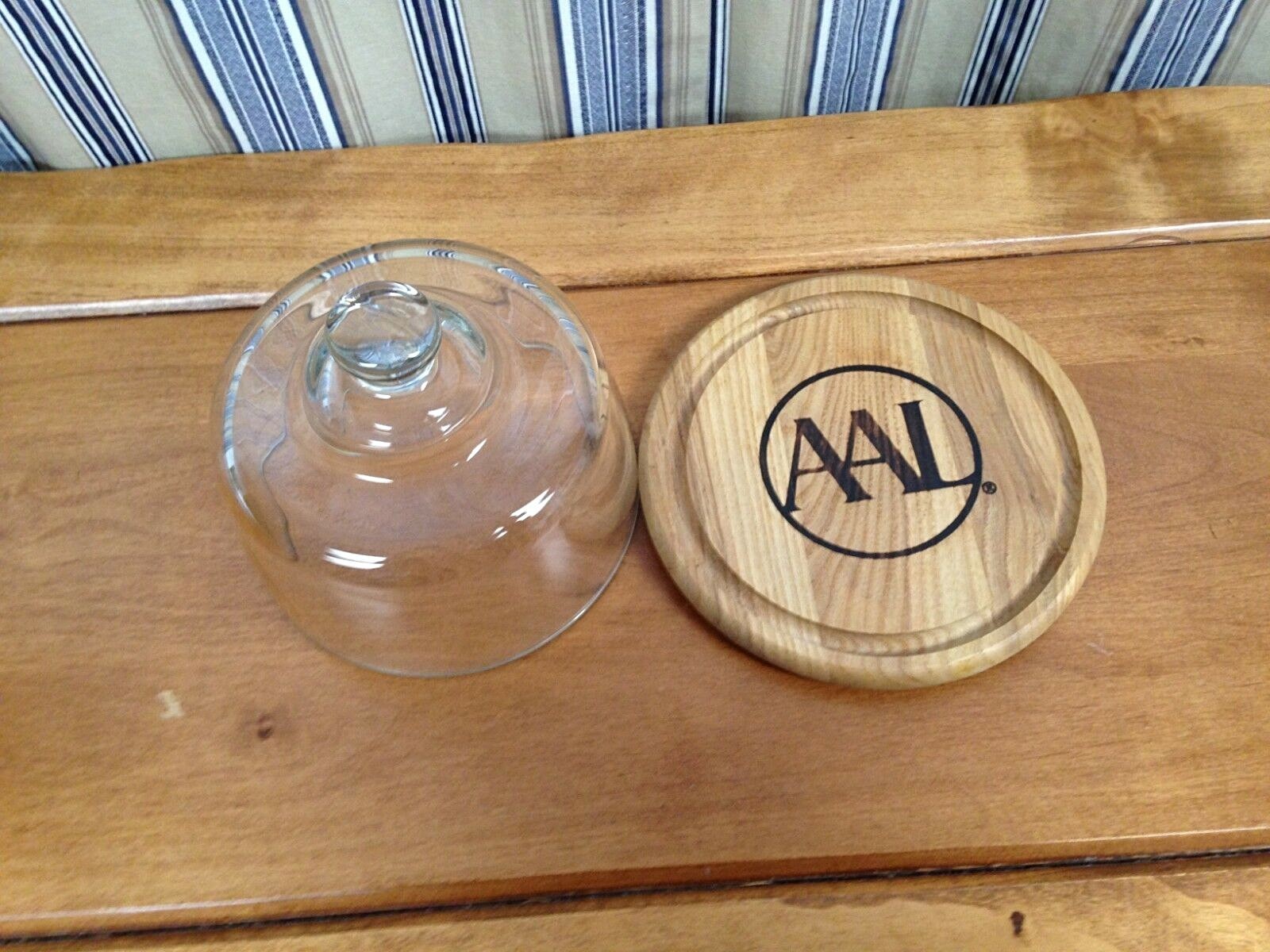 AAL Heavy Glass Domed Cheese Keeper with Wood Base