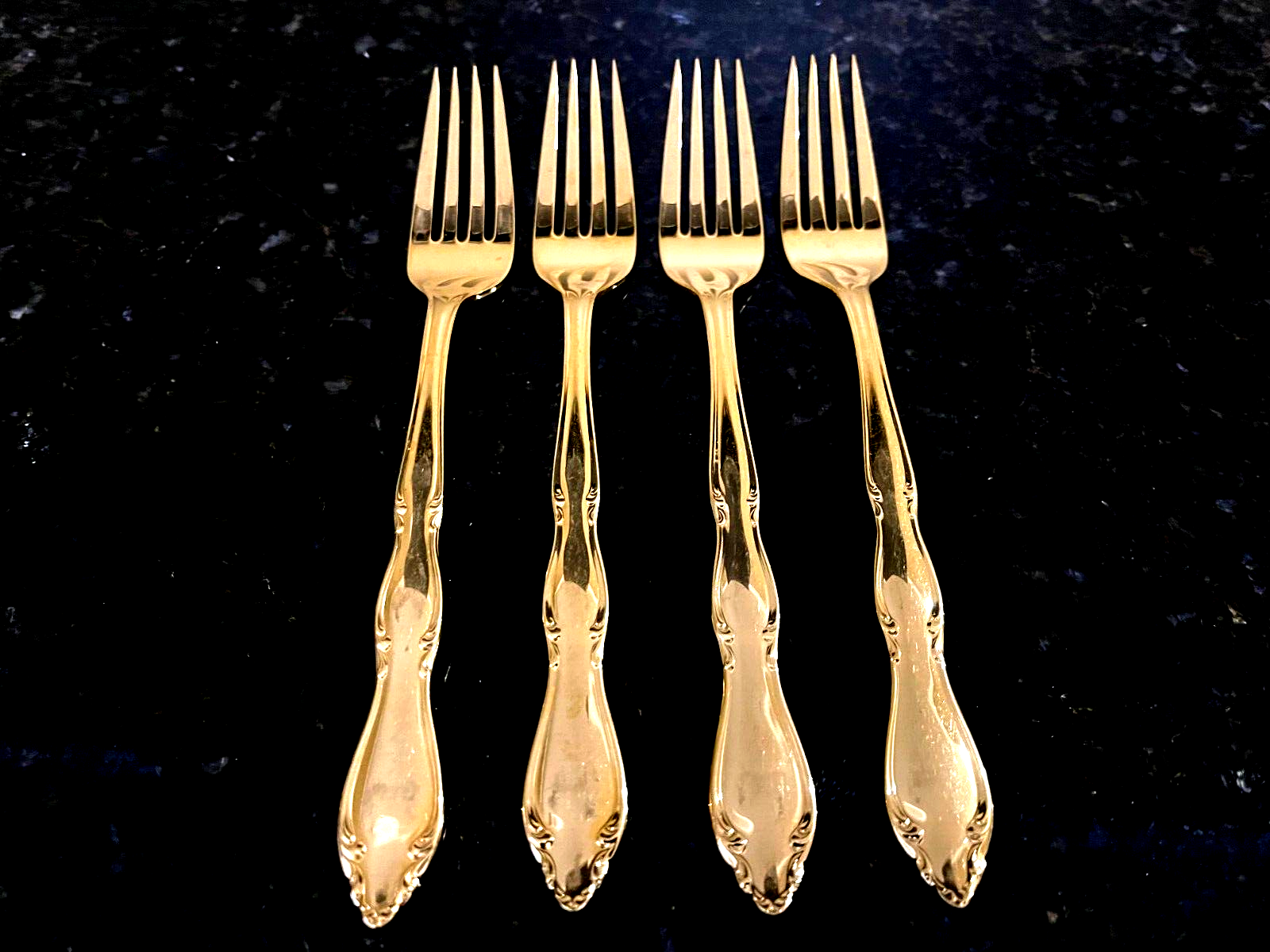 金色の食器 1847 Rogers Bros IS Gold Plated Golden Anniversay Set Of 4