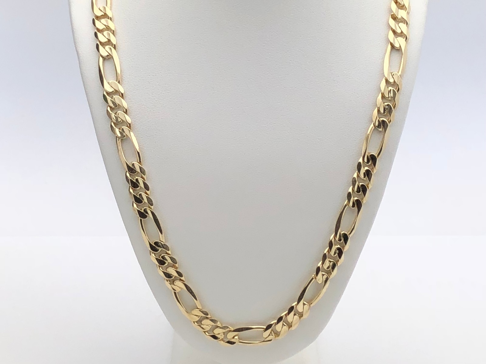 Men's 14k Yellow Gold Solid Figaro Chain Necklace Link 20