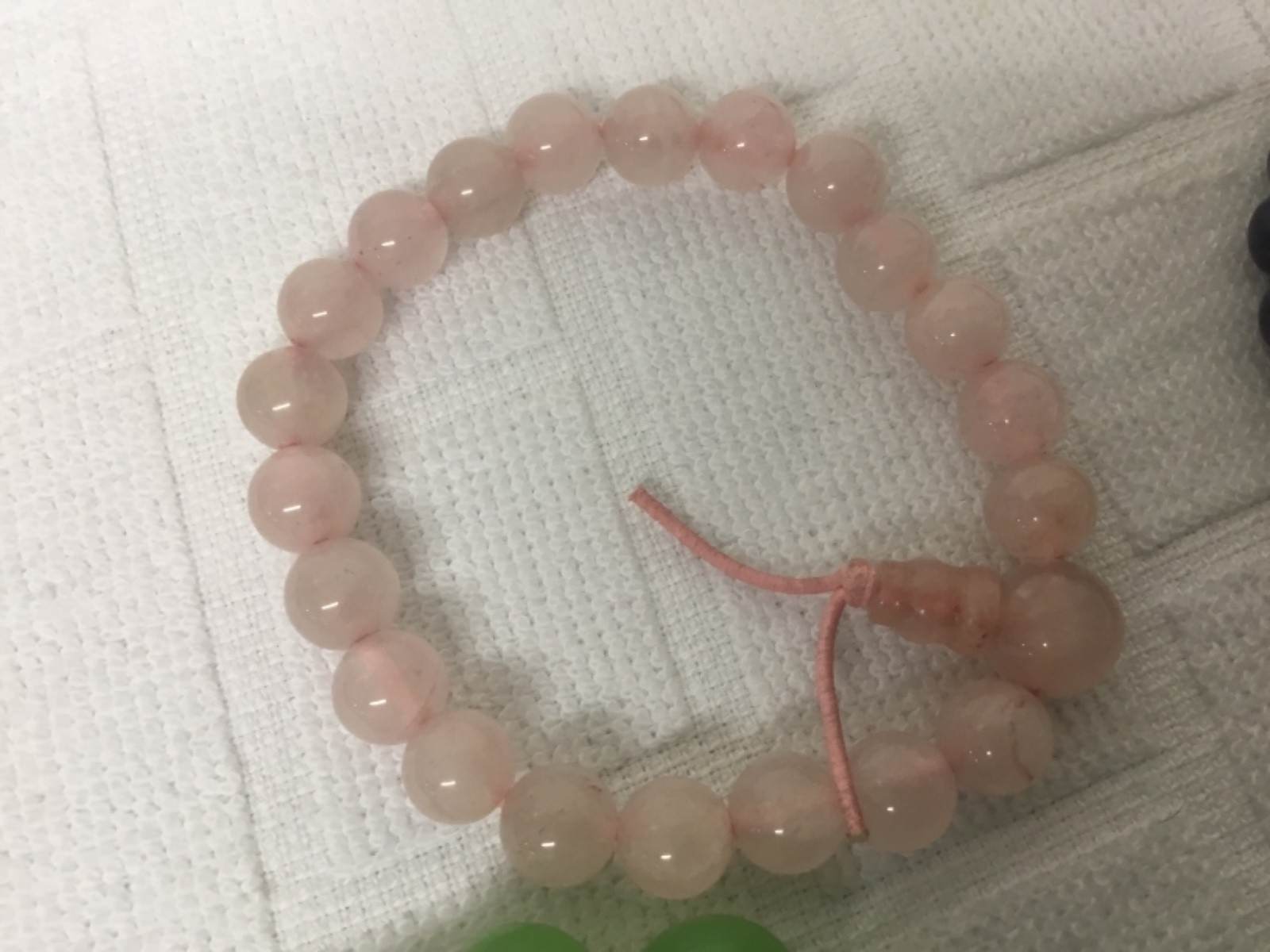 glass bead bracelet lot of 5 green pink blue stretchy